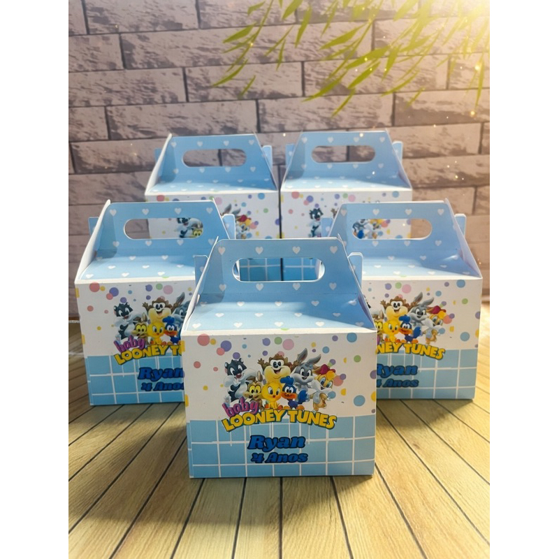 Kit caixinha maleta personalizada baby Looney Tunes- lembrancinhas de festa qualquer tema kit pegue monte embalagem