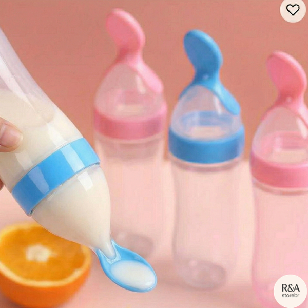 Colher Infantil Mamadeira Dosadora de Silicone para Introdução Alimentar