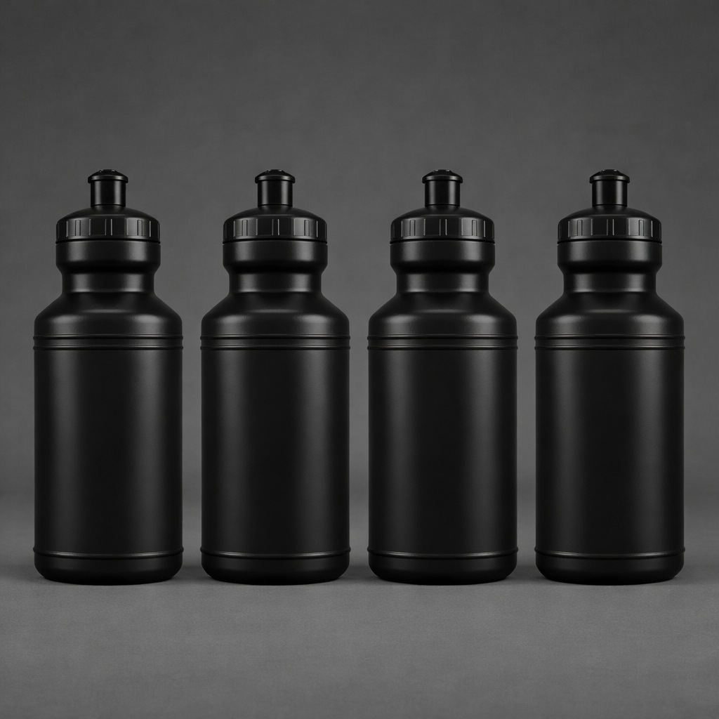 4 Garrafas Squeeze 500ml Academia Preta Plástica Atóxica Leve Portátil Sem Vazamento