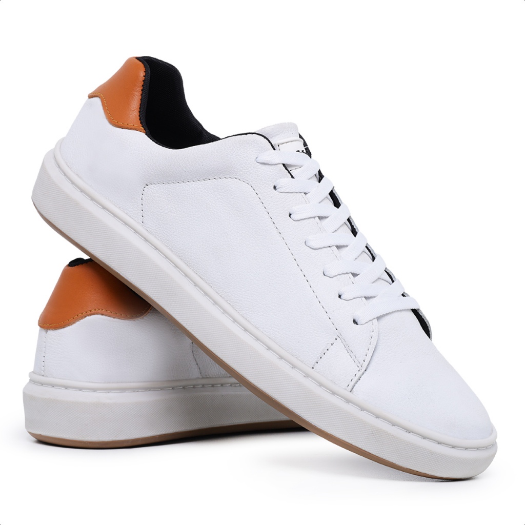 Tênis Casual Masculino Sapatênis Couro Legítimo Macio Confortável Social Esporte Fino Festa Balada