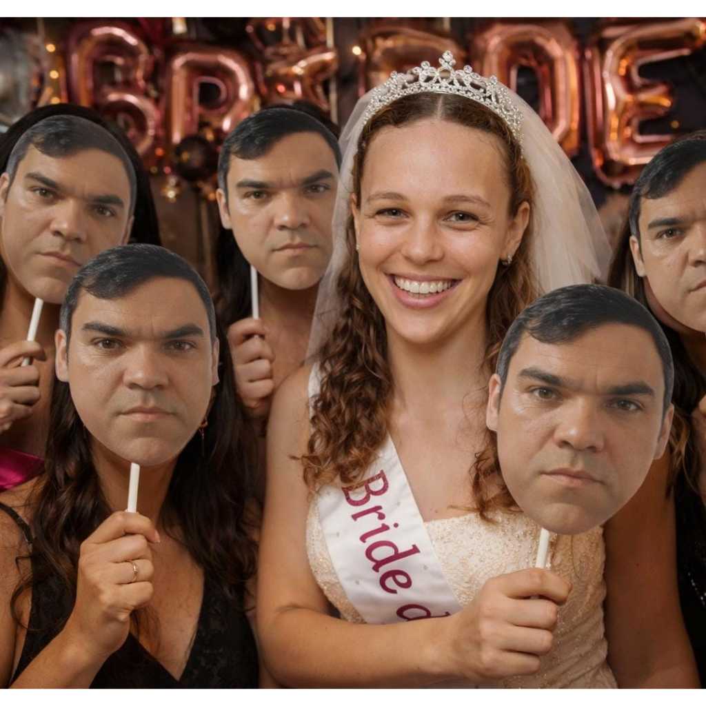 Kit Máscara Rosto Festa, Despedida de Solteira, Casamento, Noivo, Noiva, Mascara de Rosto