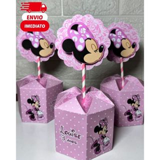 Centro de Mesa Sextavado Personalizado Minnie - Todos os temas em Oferta na Shopee