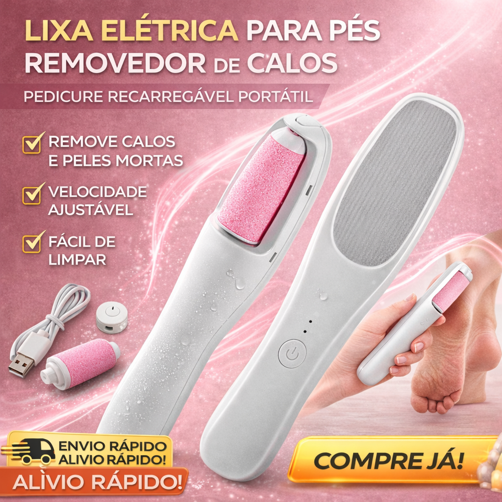 Lixa Elétrica para Pés Removedor de Calos Pedicure Recarregável Portátil