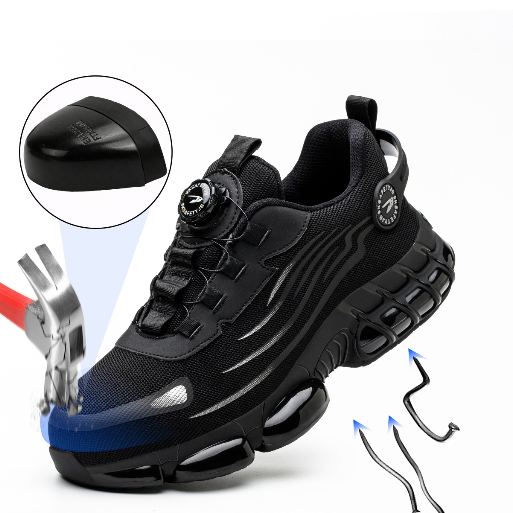 Sapato Calcado De Seguranca Epi Trabalho Bico De Aço Botão Rotativo Anti-Esmagamento Anti-Furo Sapatos De Trabalho em Oferta na Shopee