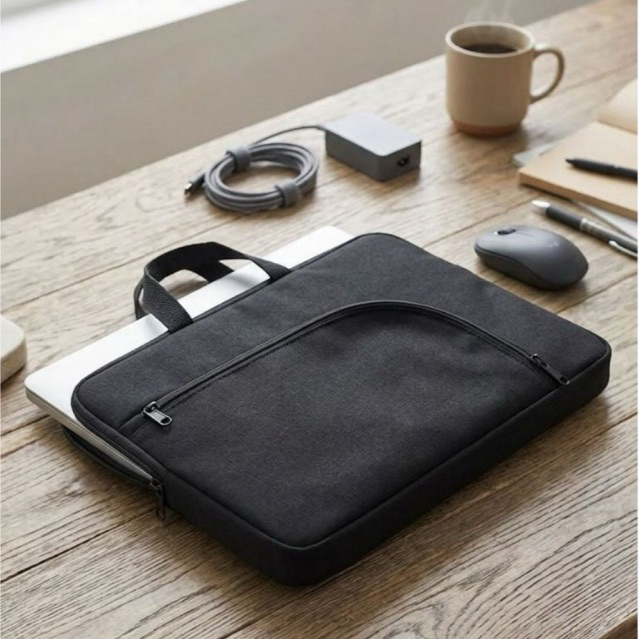 Capa Case Luva Maleta Bolsa Preta Protetora Notebook Ultrabook 13/14,1/15,6 Polegadas Bolso Lateral Alça de Mão