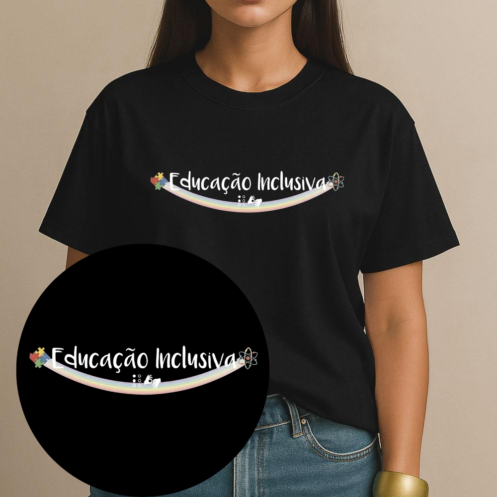 Camiseta Estampada Educação Inclusiva Pedagogia para escola e dar aula Algodão Unissex