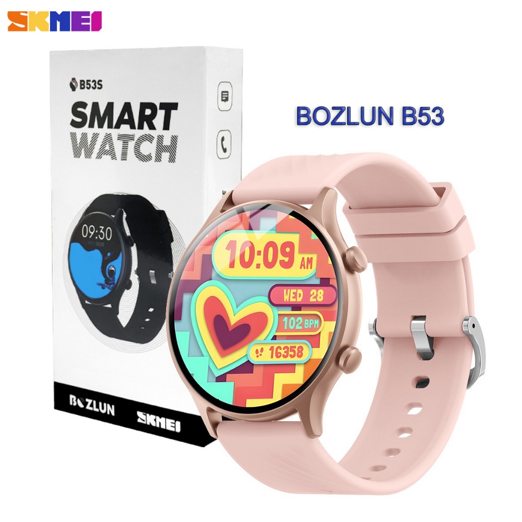 BOZLUN B53 Smartwatch Feminino Fitness Esportivo com Bluetooth para Chamadas e Monitoramento de Frequência Cardíaca