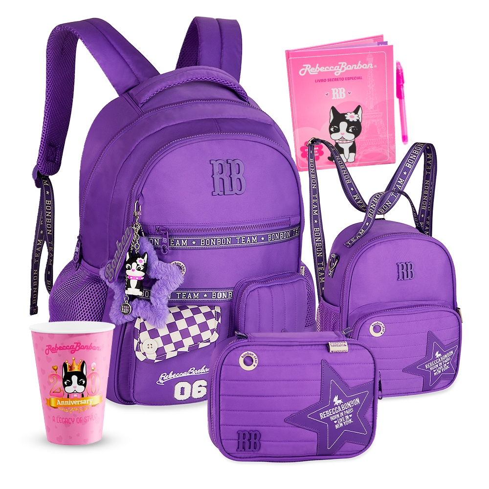 Kit Mochila Rebecca Bonbon Estojo Box Lancheira Térmica Soft Nova Coleção 2026 RB Metalizado em Oferta na Shopee