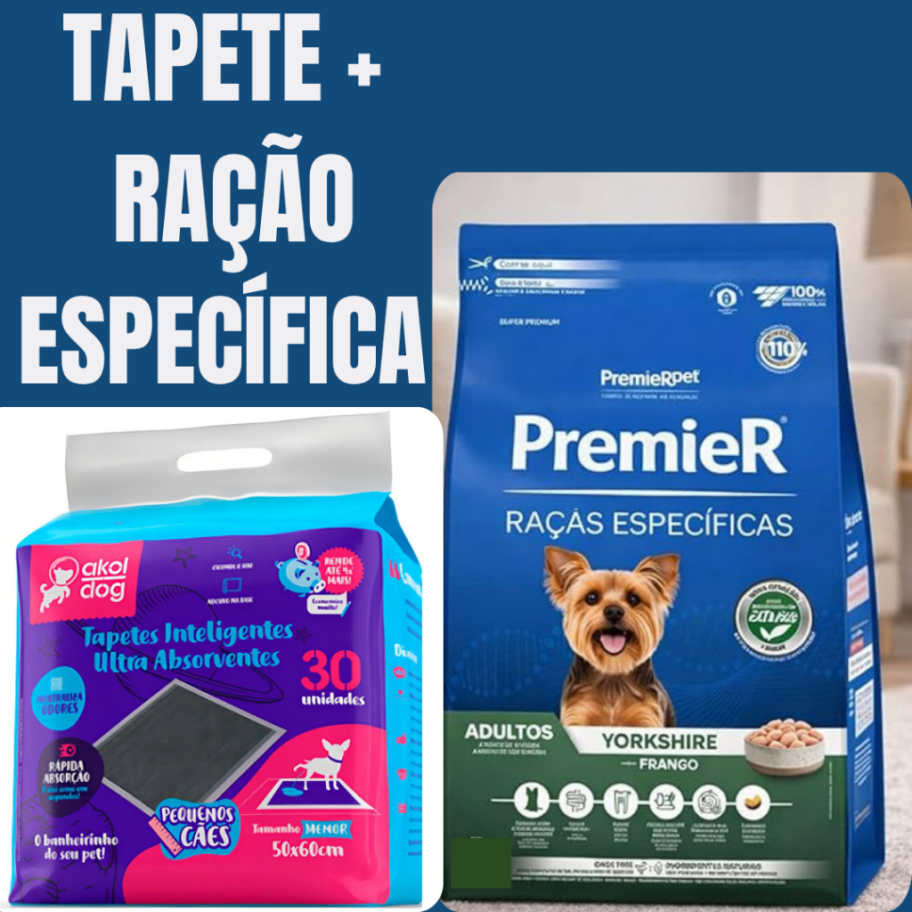 TAPETE AKOL DOG  + RAÇÃO ESPECÍFICA racao premier 1kg YORKSHIRE ADULTO