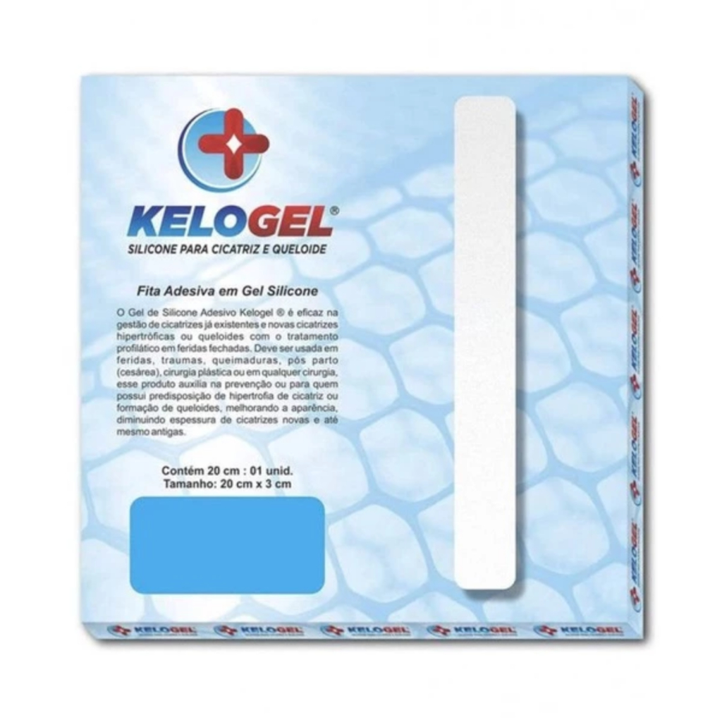 Fita Gel Silicone KeloGel 20x3cm Cicatrizes Queloides Reutilizável Tratamento Estético Seguro
