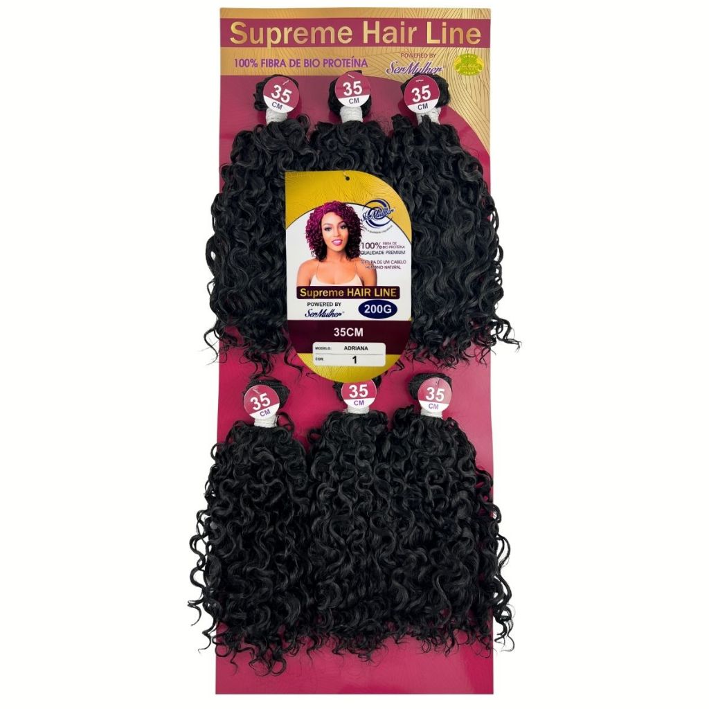 Aplique Cabelo Cacheado Fibra Bio Proteína Natural Adriana Ser Mulher 6 Tela 35cm