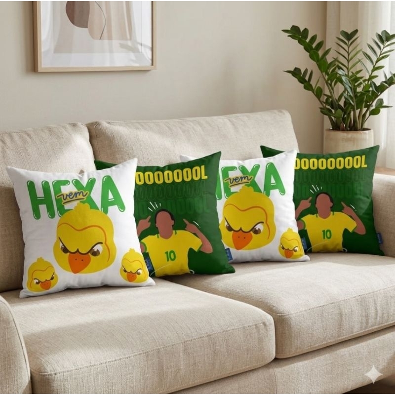 Kit de 4 Capas De Almofada 40x40 Copa Do Mundo Canarinho Seleção Brasileira