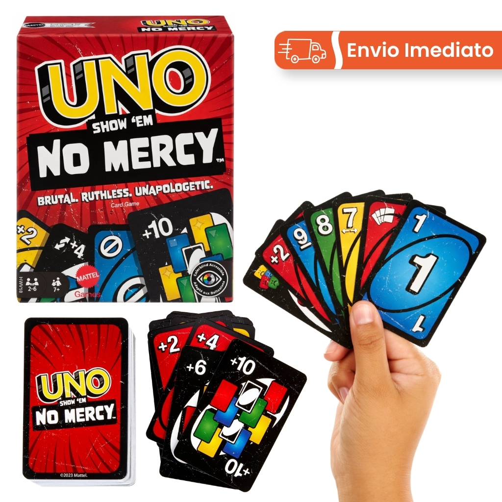 Jogo de Cartas UNO No Mercy 168 Cartas Jogo de Cartas Divertido Para Família e Amigos, Regras Diferentes