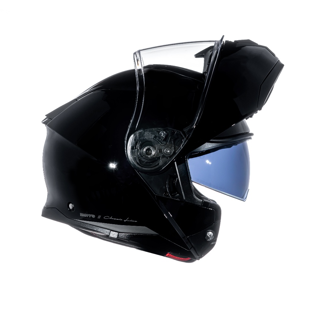 Capacete Moto Escamoteável Marca Bieffe Premium - B-Dynamic Classic Preto Brilho Robocop