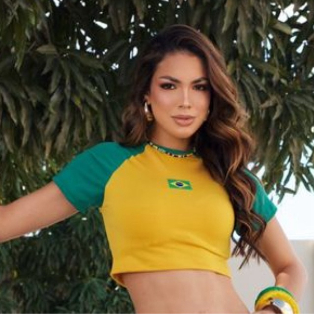 CROPPED FEMININO BLUSINHA DO BRASIL VERDE E AMARELO