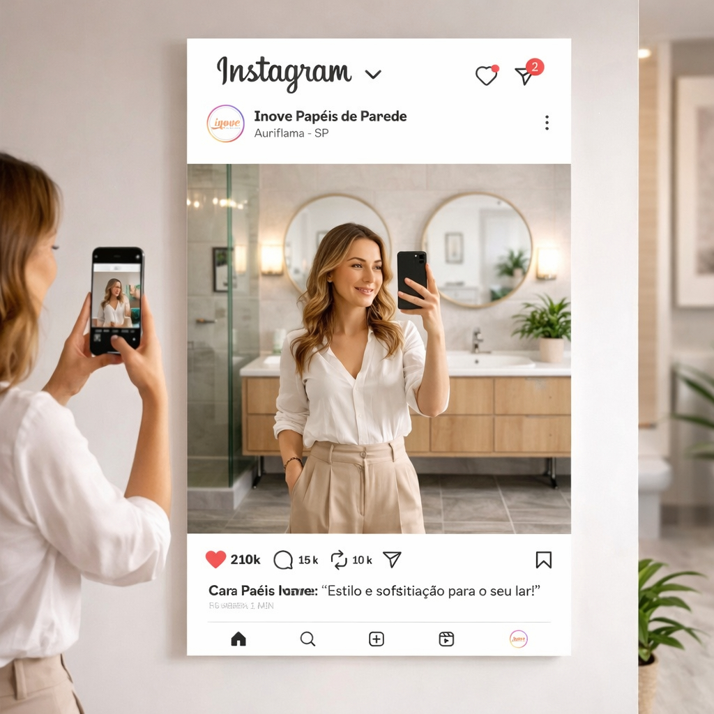 Espelho Decorativo Instagram 80x50cm Personalizado para Loja e Eventos Moderno Perfeito para Fotos