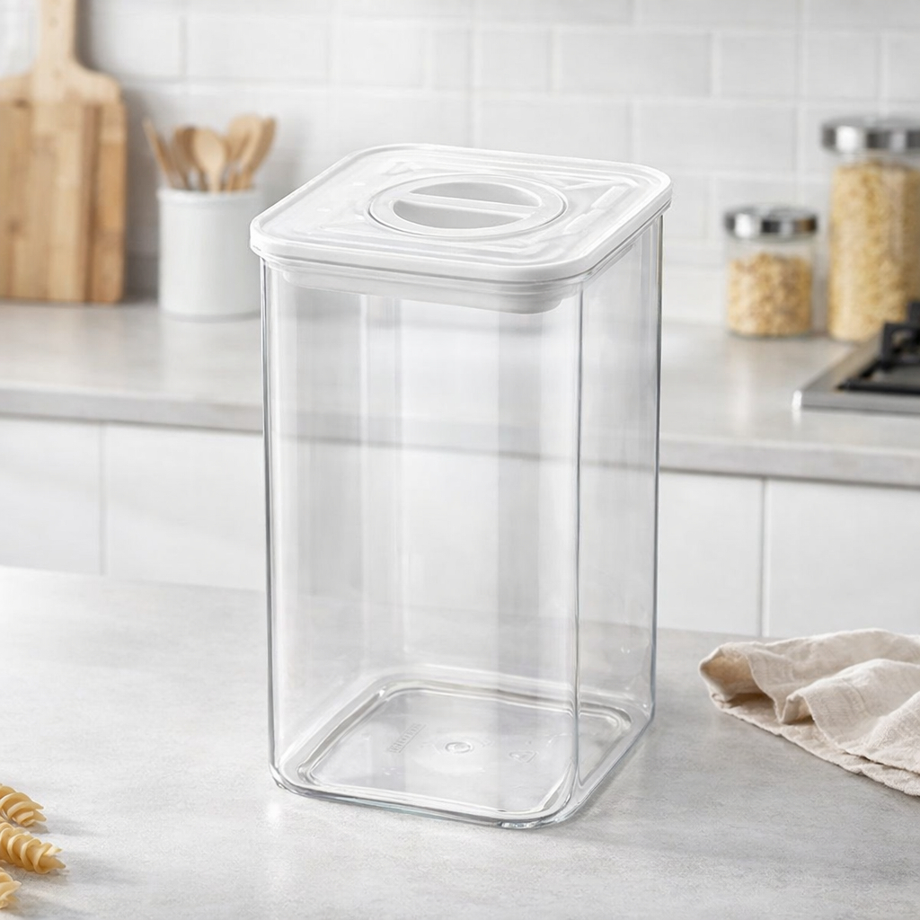 Pote Hermético 1,3L Acrílico Transparente Organizador de Mantimentos com Tampa Vedante
