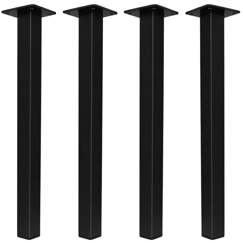 4 Pés de Mesa Industrial Ferro Robusto 80cm Preto Aparador
