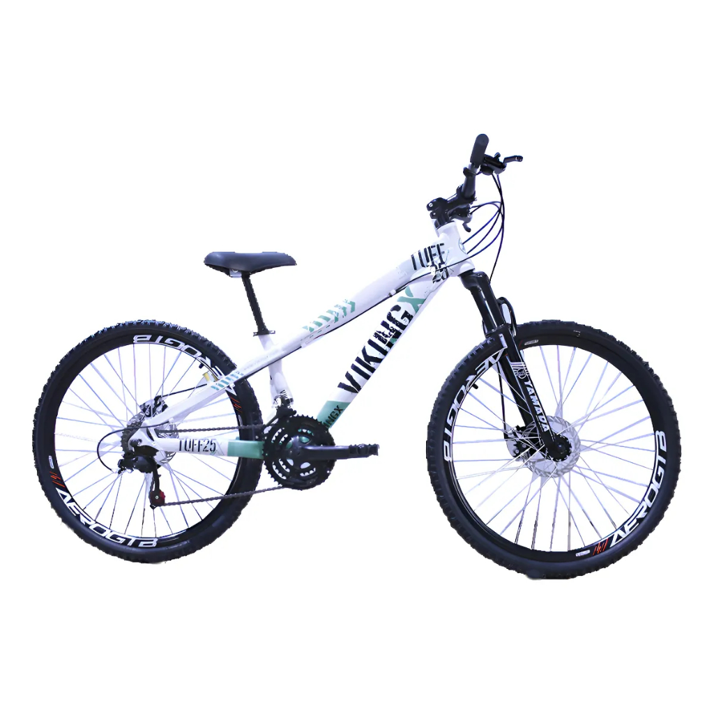 Bicicleta VikingX Tuff25 Aro GTB Freio a Disco 21V - Branco Verde