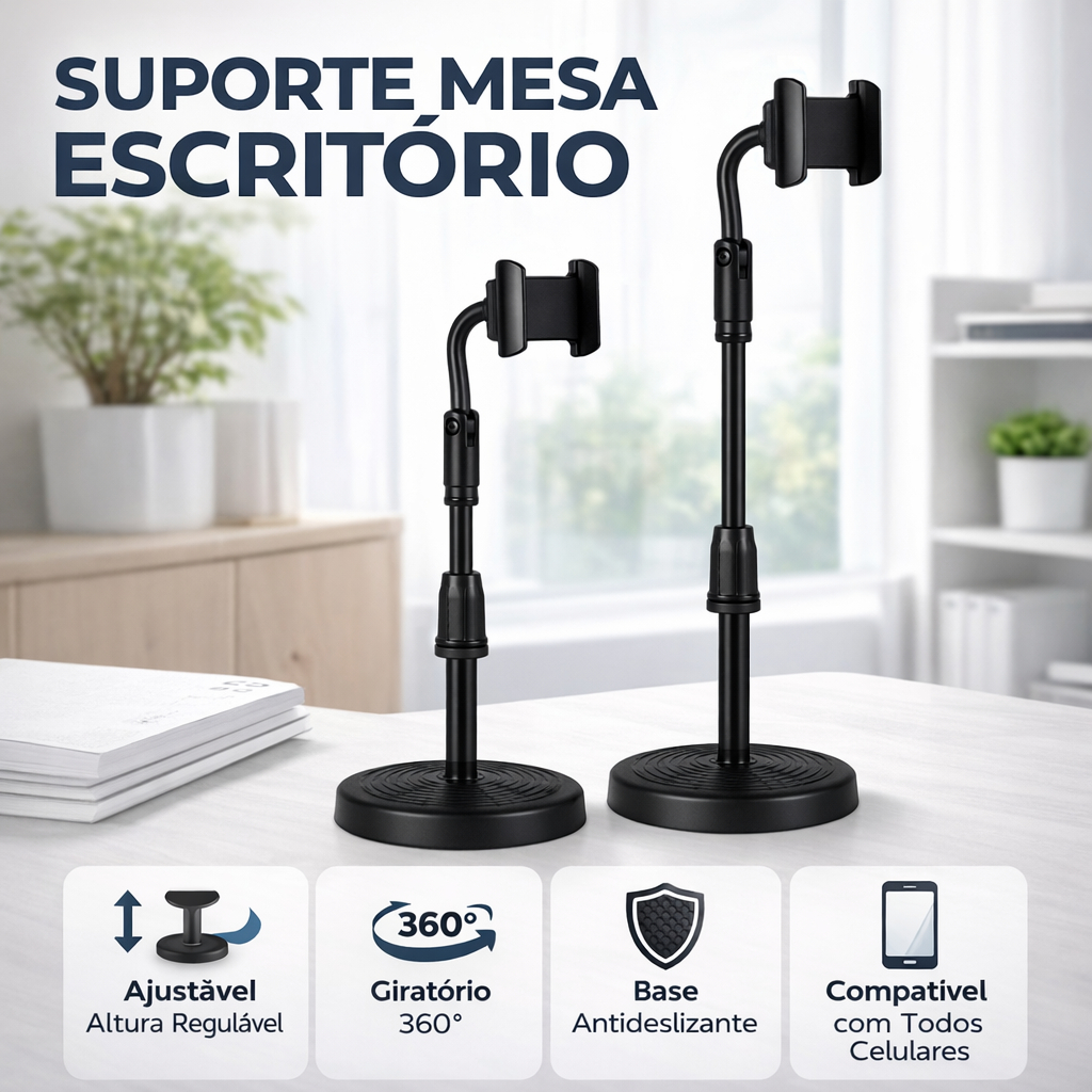 Suporte Mesa Celular Articulável 360 Tripé Mini Pedestal Ajustável Casa Escritório Universal