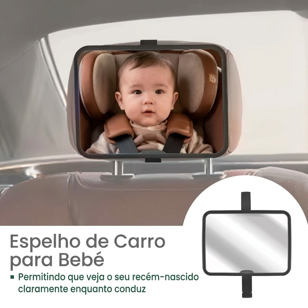Espelho Retrovisor Automotivo de Segurança Para Bebê Banco Traseiro Ajustável