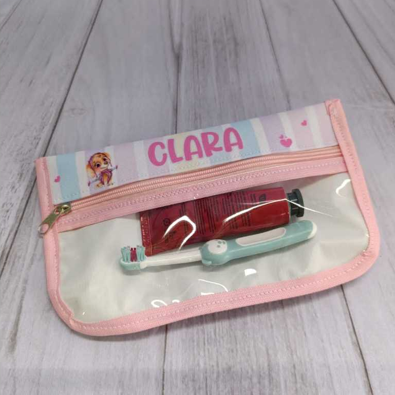 Estojo Bucal Infantil Personalizado Skye Nome Porta Escova Creche Escola Viagem Patrulha Canina