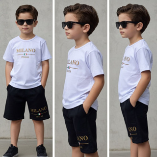 Conjunto Infantil Masculino Camisa de Malha e Bermuda de Moletinho  Blogueirinho Veste 4 ao 14 anos em Oferta na Shopee