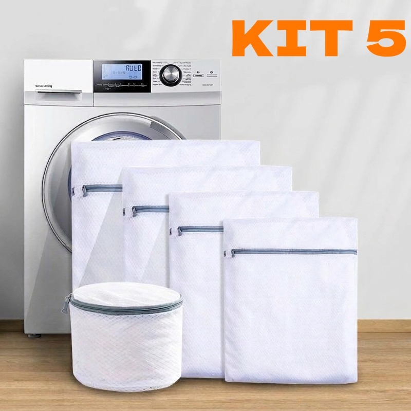 Kit 5 Sacos De Lavar Roupas espessa anti-deformação Protetor Edredom/Terno/Camisa/Calça/Vestido/Sutiã-JH0118