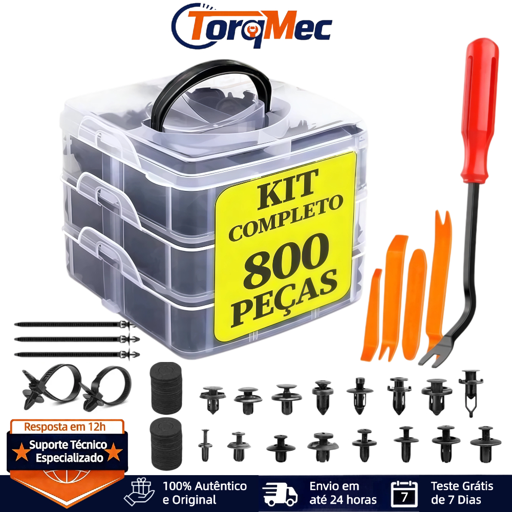 Kit 800 Peças Presilhas e Grampos Automotivos Para Carenagem, Porta e Para-choque - Reparo Universal