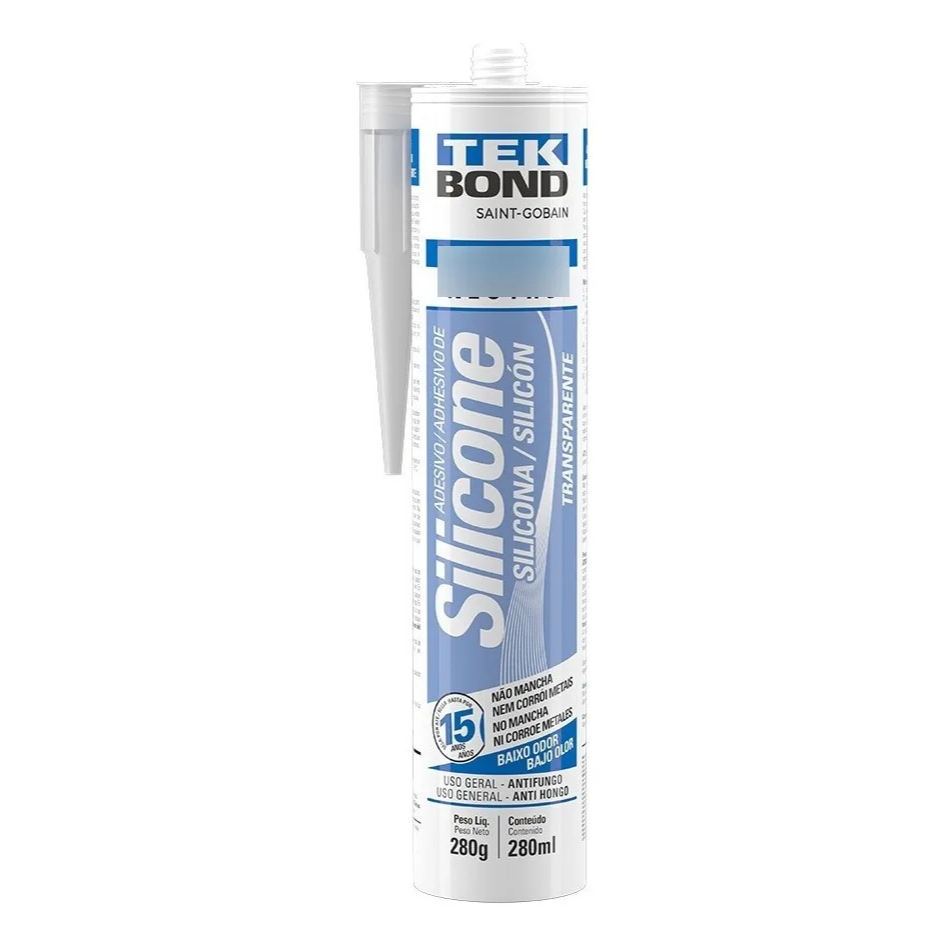 Silicone Neutro Incolor Tekbond 280g Alta Vedação Transparente Construção Reparos