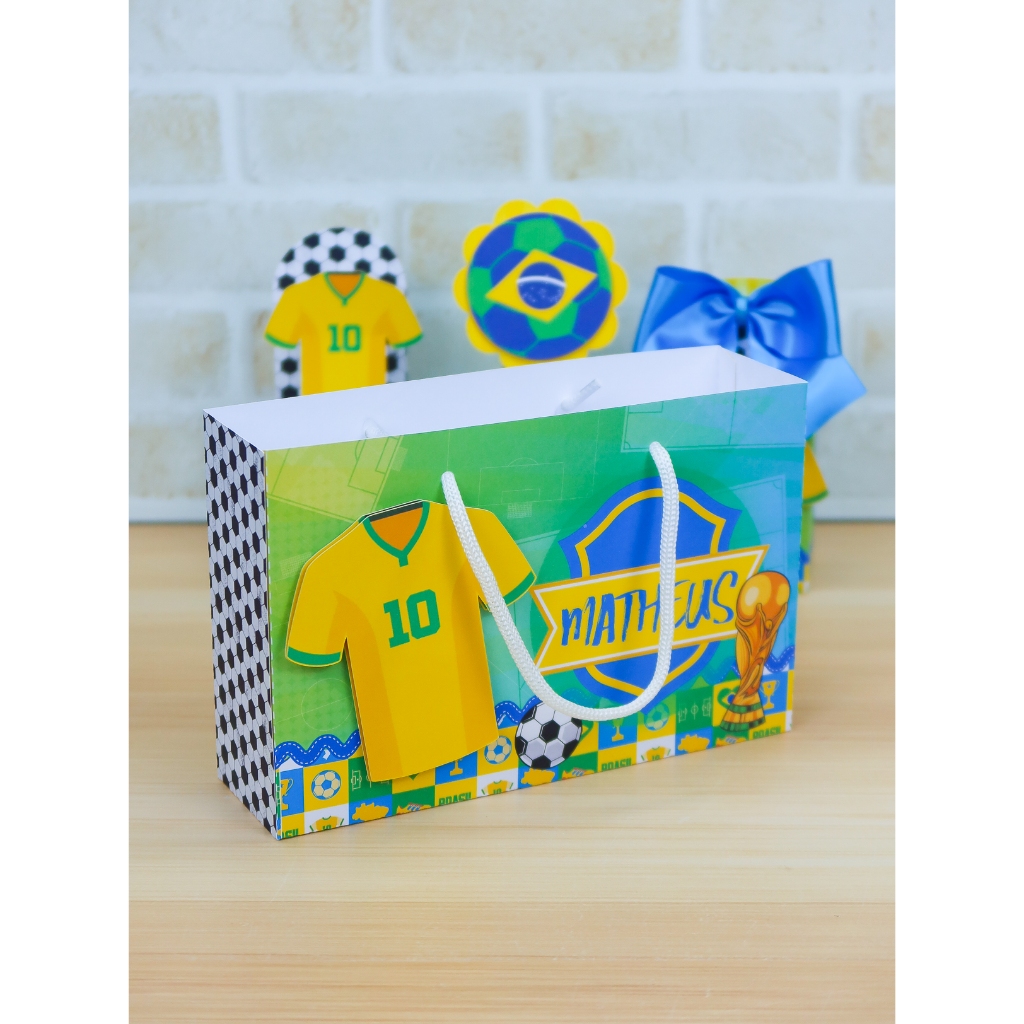 Sacolinha para lembrancinha COPA FUTEBOL Sacolinha Personalizada para Lembrancinha com aplique 3D