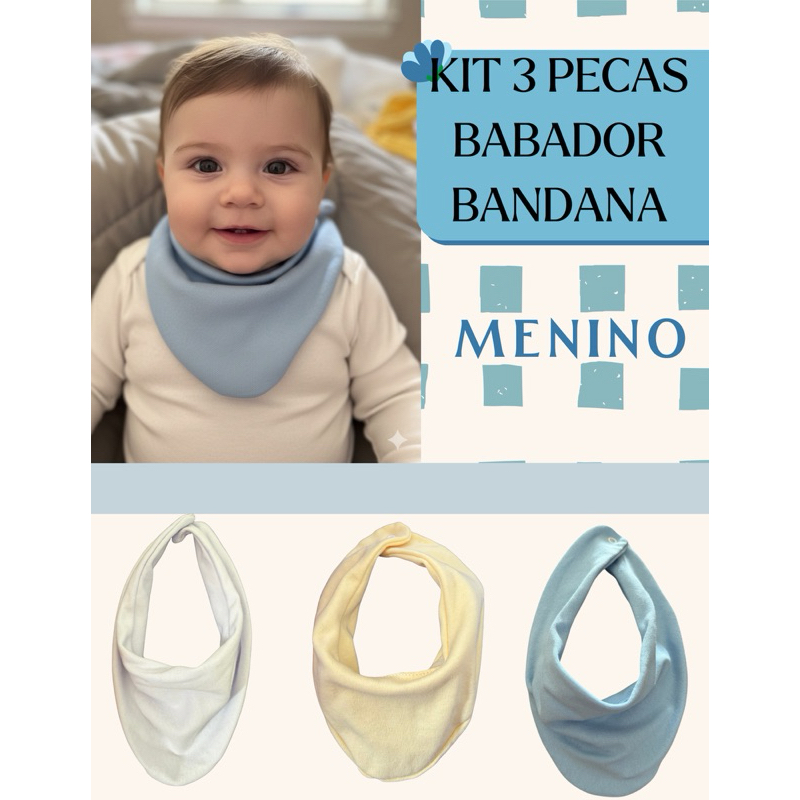 Babador Bandana Bebê Infantil 100% Algodão Suedine Confortável Kit 4 Babadores Baby
