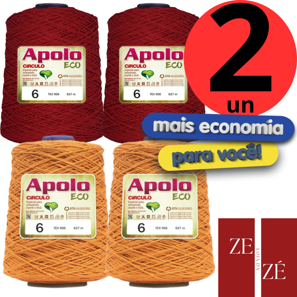 KIT 2 unidades Barbante Apolo Eco Círculo N°6 - 600g