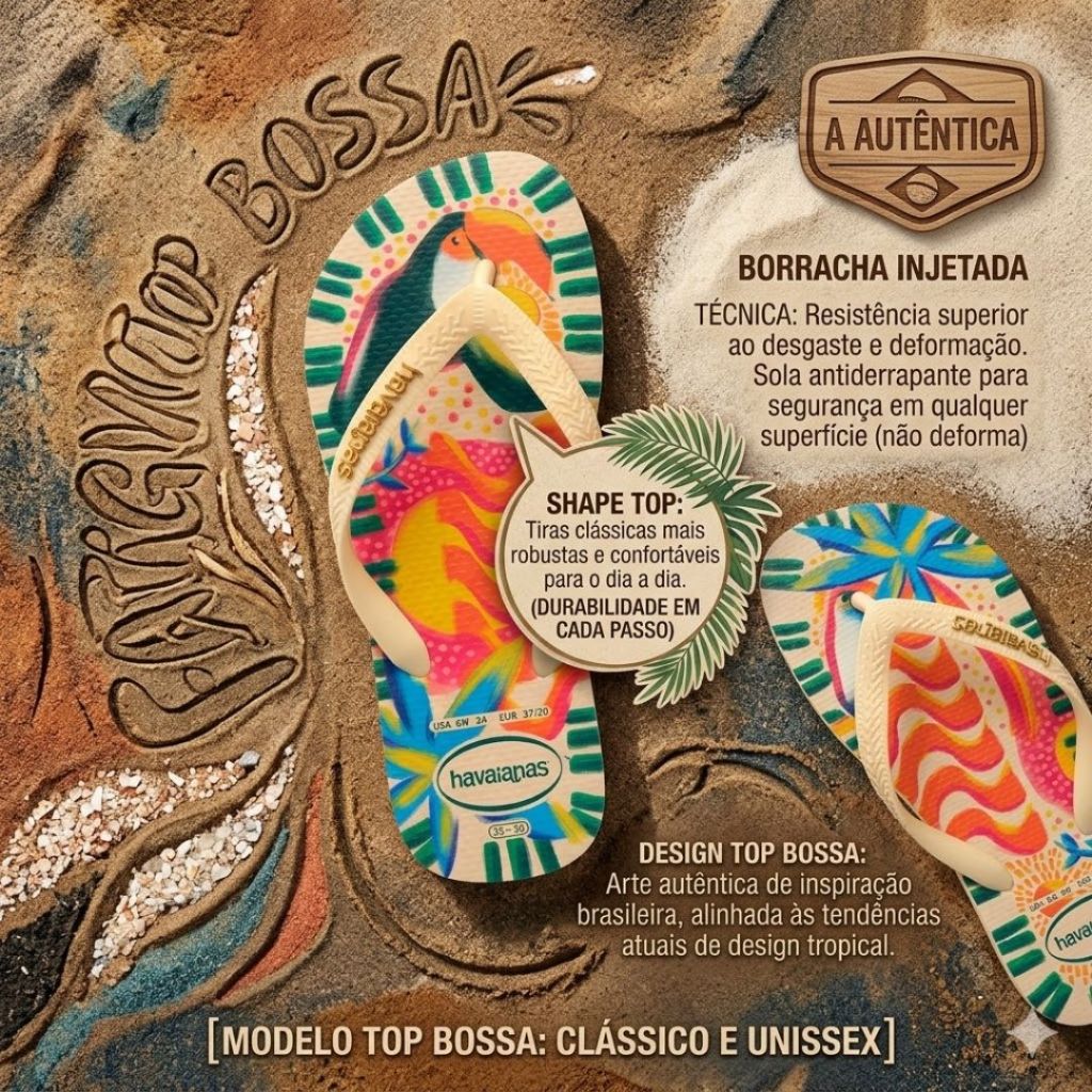 Detalhes do Chinelo Havaianas Ginga Oficial Top Bossa FC Encardida
