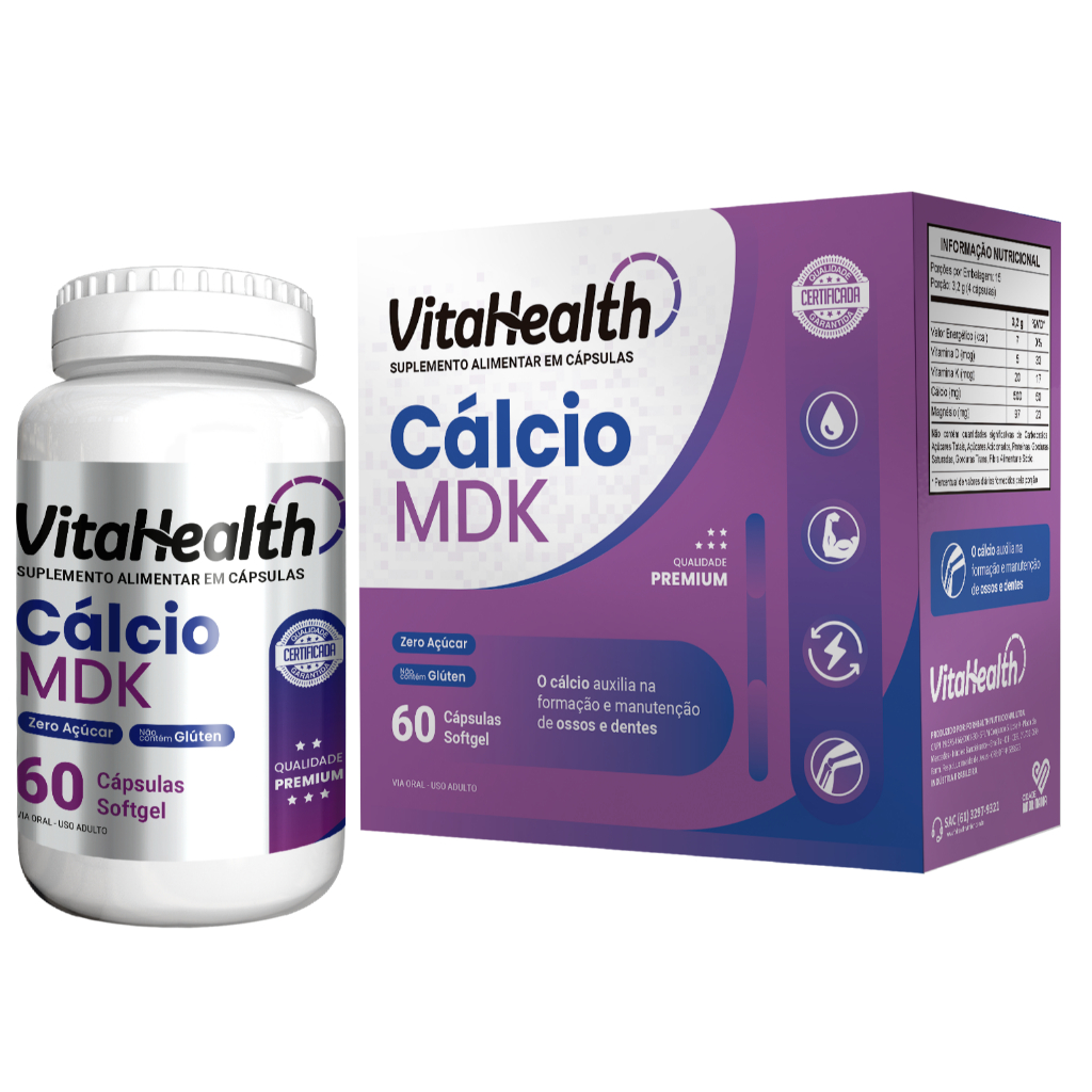 Cálcio MDK | Cálcio + Magnésio + Vitamina D + K | Saúde Óssea e Muscularㅤㅤㅤ