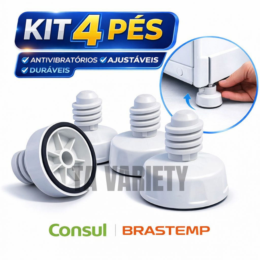 KIT 4 Pé Nivelador Maquina de Lavar Consul Brastemp estabilizador Lavadora
