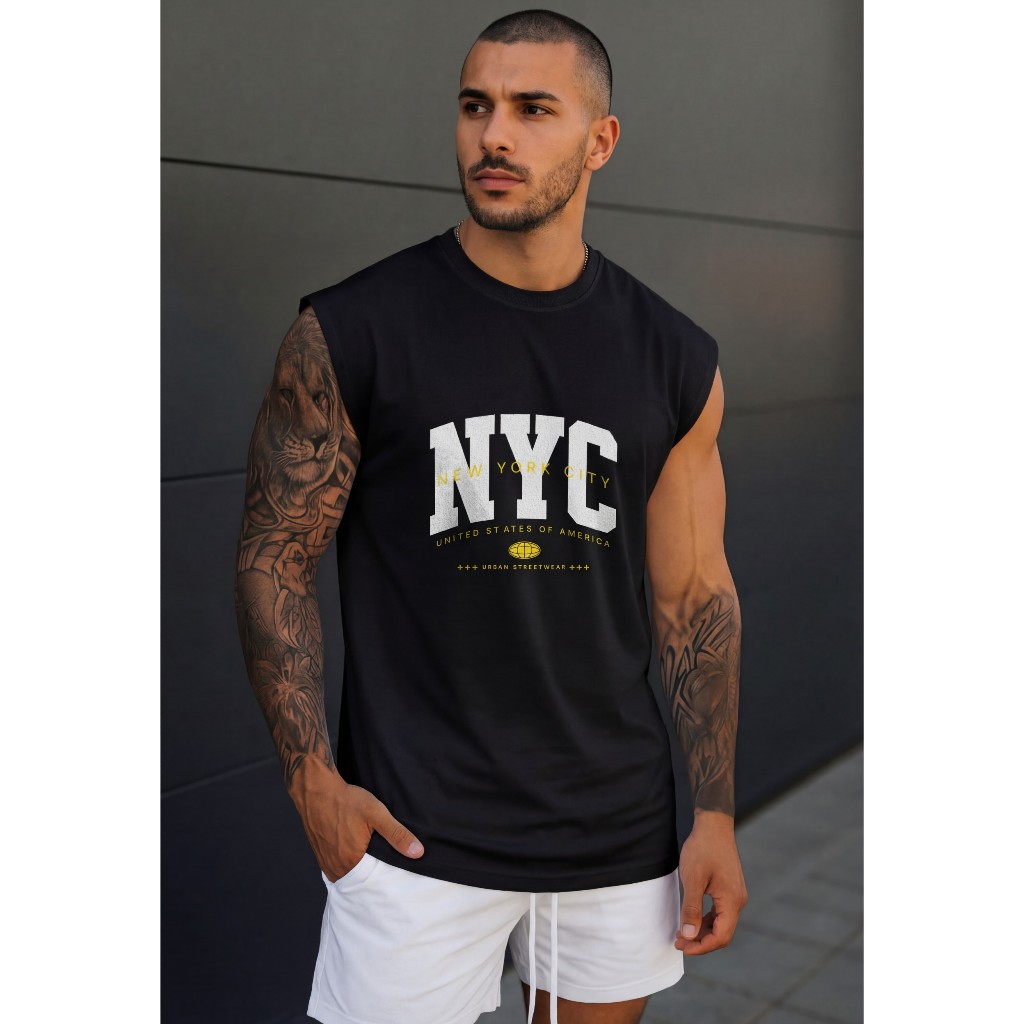Regata Masculina Academia Oversized Streetwear Musculação Treino Regata Machão Algodão Slim