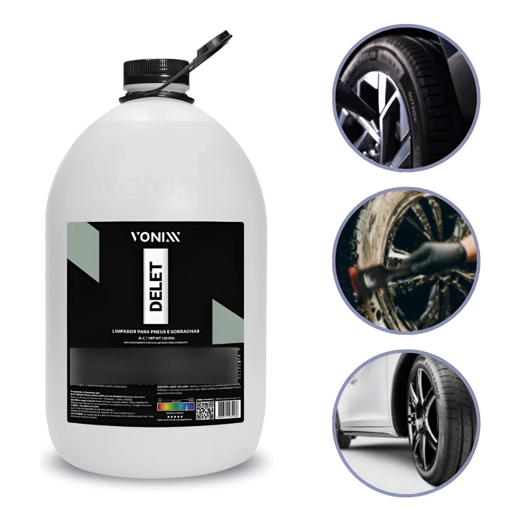 Delet Limpador Para Pneus E Borrachas Plasticos 5 Litros - Vonixx Carros Motos Caminhoes Onibus