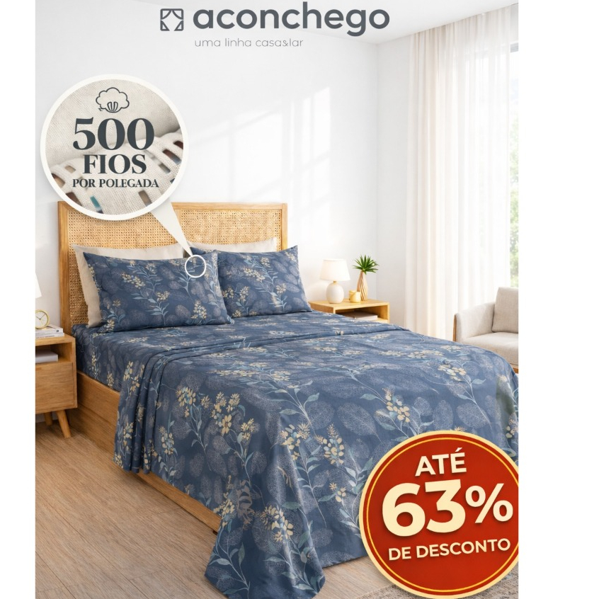 Kit Lençol 3 peças 500 Fios Casal Queen King Toque de Algodão Penteado 2 Porta Travesseiro