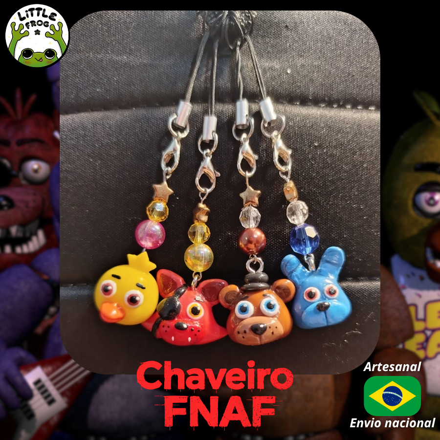 Chaveiro FNAF Personalizado Artesanal - Five Nights at Freddy’s Foxy Bonnie Freddy Chica | Game Geek Presente Barato