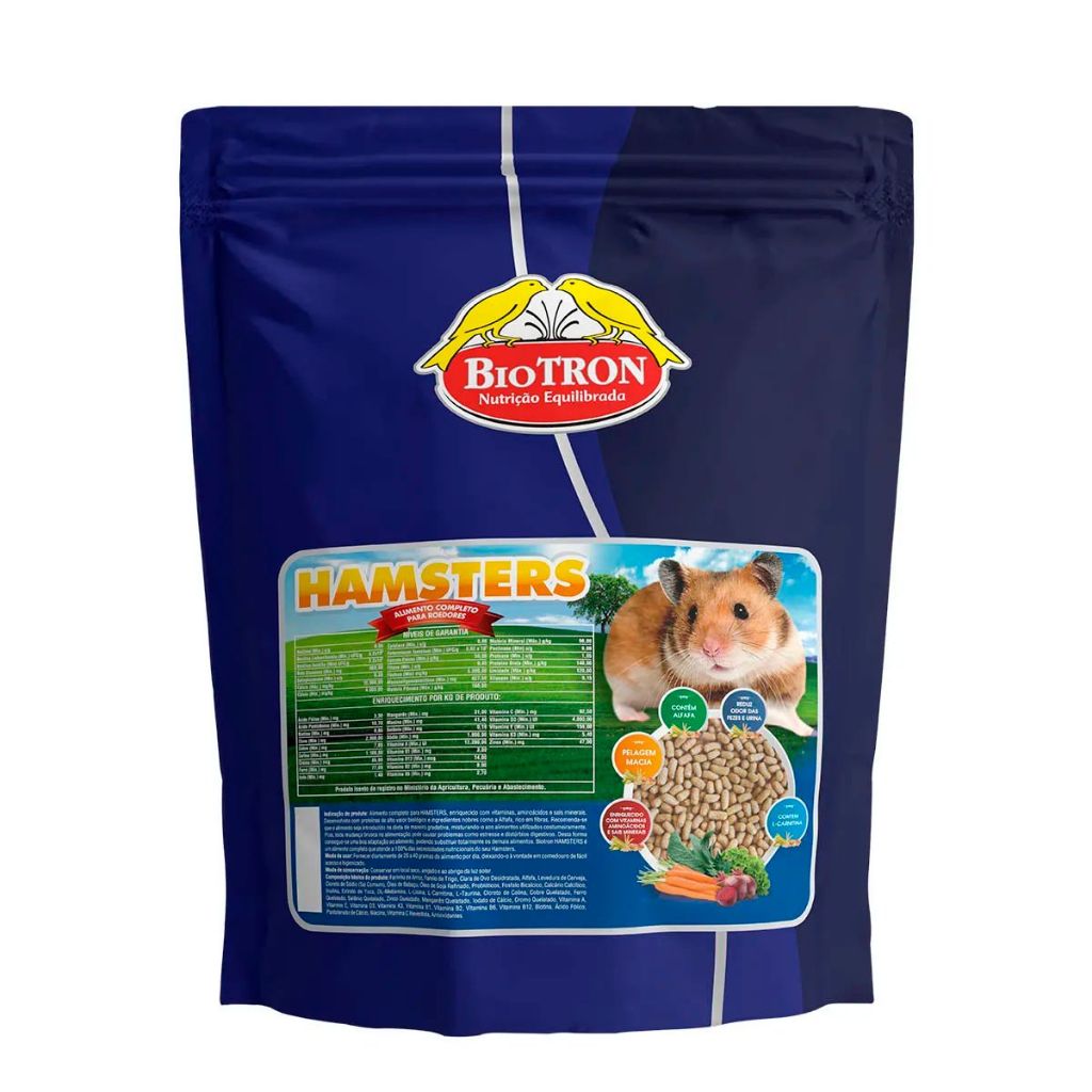 Ração Hamsters 500gr - Biotron Alimento Para Roedores