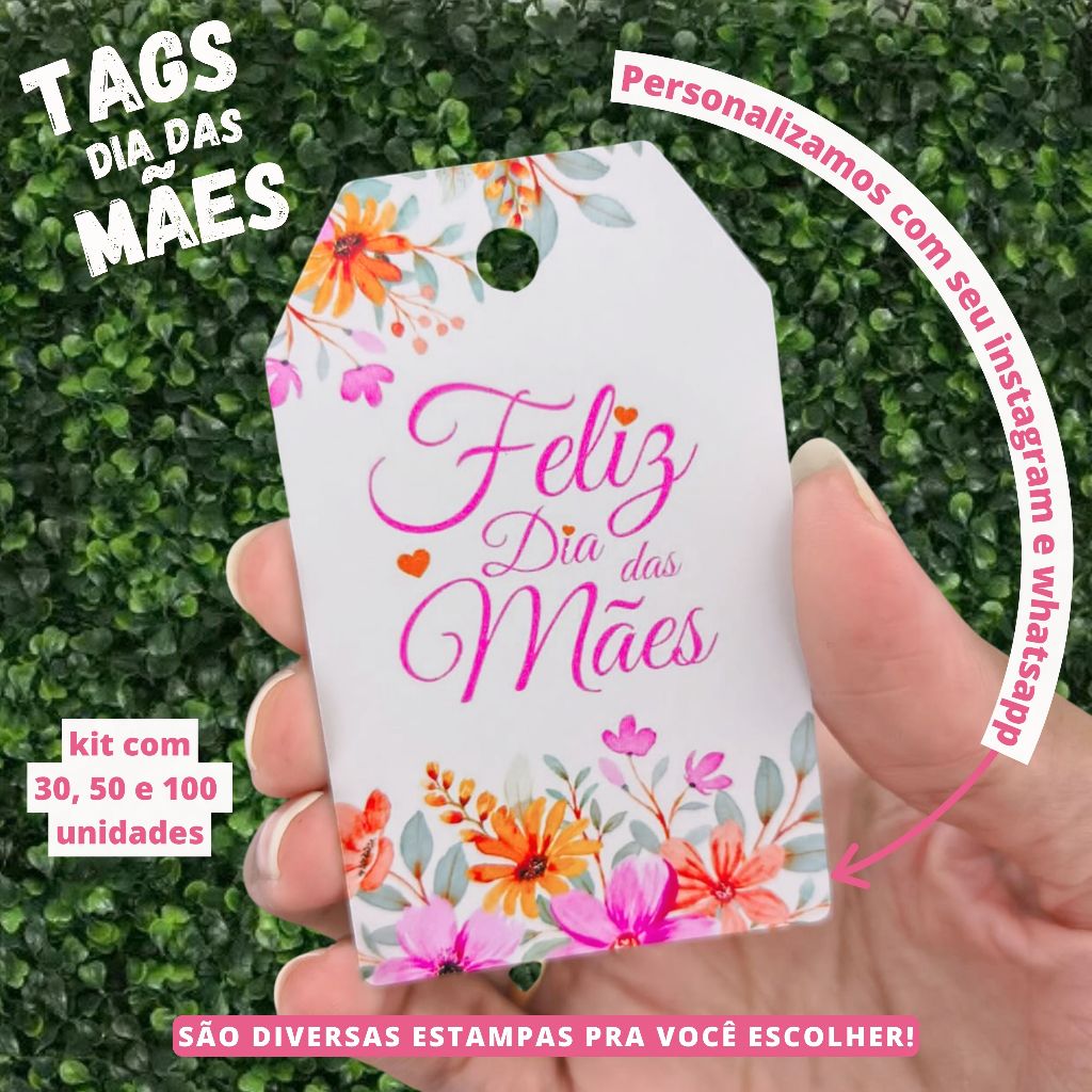 Kit 30,50,100 Tags de dia das Mães | Presentes | Tag 8x5 | Mimos |Dia das mães |Personalizado