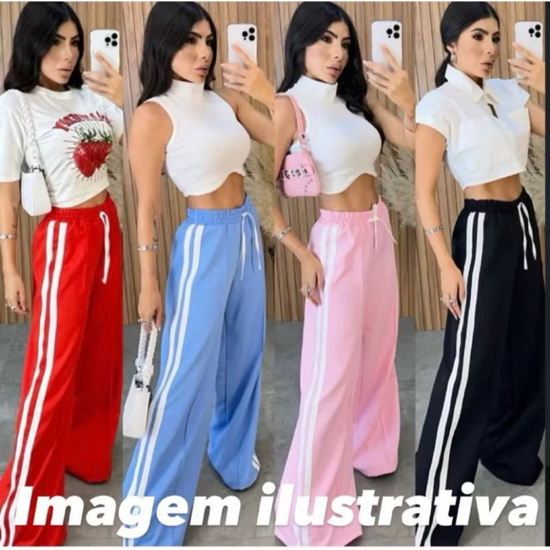 Calça Pantalona com Listras Laterais Inverno para o Frio calça duna ou kit