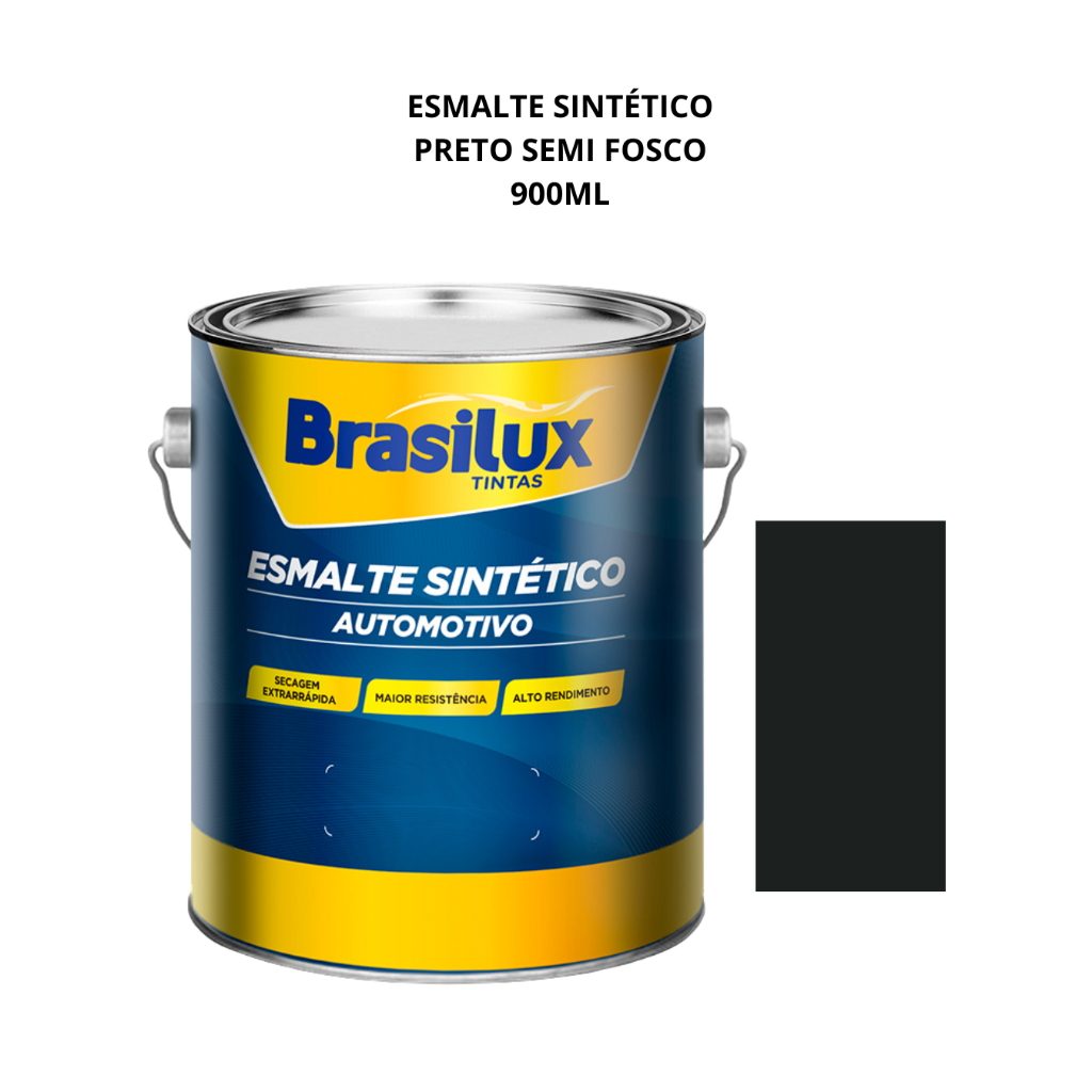 Tinta Esmalte Sintético Automotivo Preto Semi Fosco 900ml Brasilux