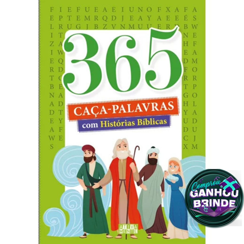 Livro 365 caça-palavras com histórias bíblicas Crianças Infantil Evangélico Filhos Meninos Bebê