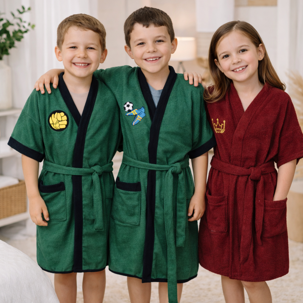 Roupão Infantil Juvenil Adolescente Personagens Tecido Felpudo Atoalhado com Bolso e Bordado