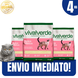 Areia p/Gatos VIVA!VERDE 4/8/12KG Milho Mandioca Sem Mineral Biodegradável - Envio Imediato em Oferta na Shopee