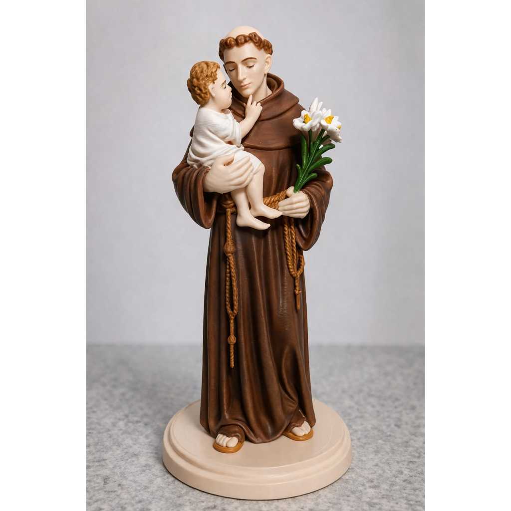 Imagem de Santo Antônio de Pádua Decorativa | Estatueta Religiosa Católica para Decoração e Presente