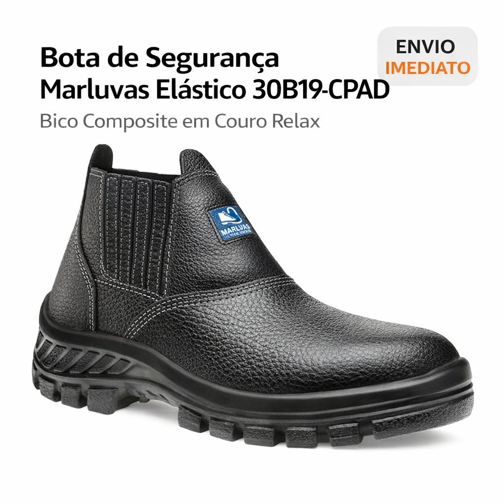 Bota de Segurança Marluvas Elástico 30B19-CPAD Bico Composite em Couro Relax CA 47459