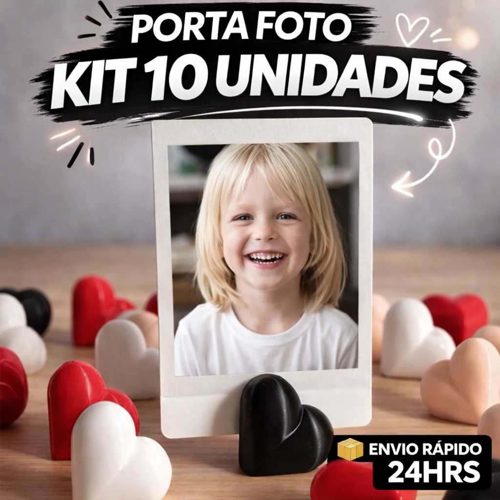 Kit 10 Porta Fotos Polaroid Coração Instax Mini Retrato Foto Album Moldura Minimalista Quadro Album